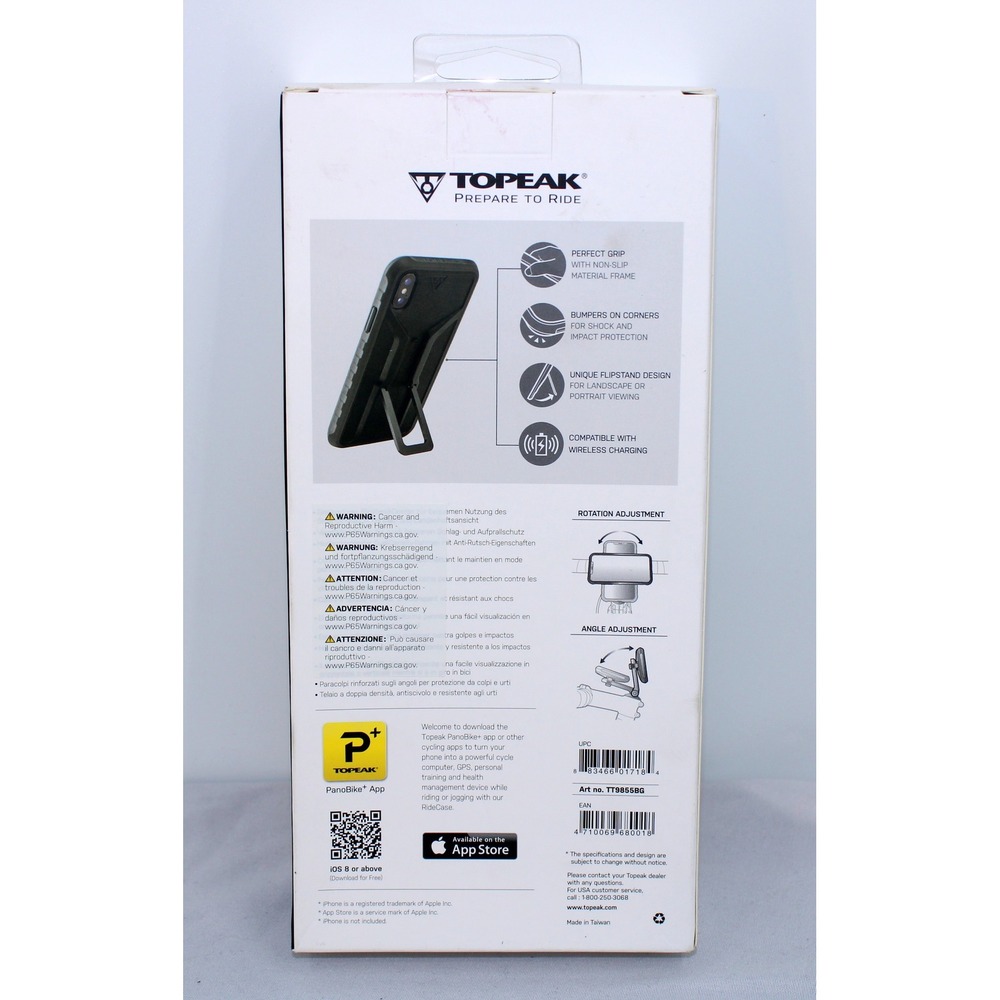 Topeak RideCase with Mount for iPhone Xs X Black TT9855BG QuickClick Bike Mount - Picture 2 of 3